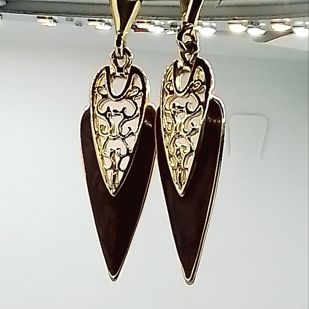 🩷VINTAGE 90's GOLD AND BROWN EARRINGS